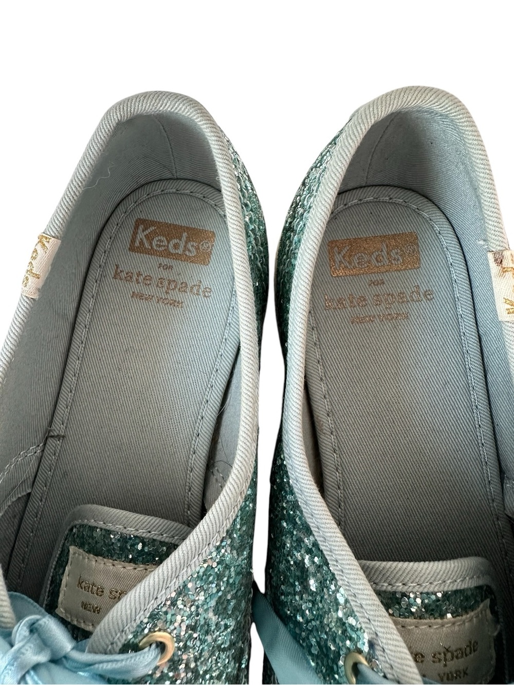 Keds X Kate Spade New York Champion Glitter Low-Top Sneakers, Aqua Blue, 7.5 - Picture 8 of 13